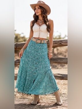 Desert West By Sherry Holt Small Maxi Skirt Western Country Equestrian Cowgirl